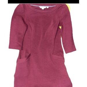 Boden Pink Ribbed Knit Shirt Dress Women's Petite Size 2 3/4 Sleeve Stretch